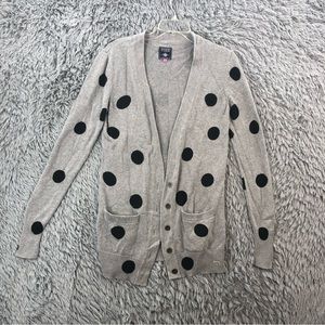 Pink Victorias Secret Cardigan Sweater Medium Vneck Button Polka Dot Heavy Long